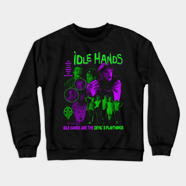 IDLE HANDS - A boy and his hand Crewneck Sweatshirt by WithinSanityClothing